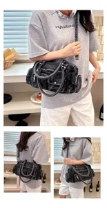 Modische Damen Jeans Umhängetasche lässige Multi-Pocket Crossbody Hobo Handtasche Alltag.
