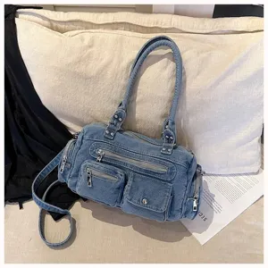 Modische Damen Jeans Umhängetasche, lässige Mehrfachtaschen Achseltasche für Alltag.