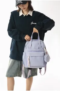 Sac à dos décontracté lavande pour femme avec porte-monnaie, cartable léger élégant voyage.