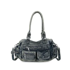 Stilvolle Vintage Jeans Schultertasche für Damen, lässiges Design mit praktischen Taschen.