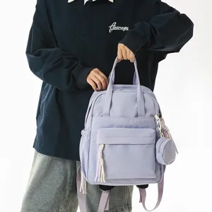 Sac à dos femme décontracté léger élégant pour école voyage avec petit porte-monnaie lilas