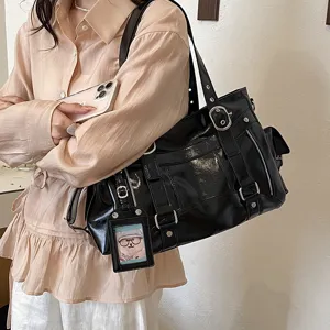 Borsa a tracolla in pelle verniciata grande capacita shopper elegante moda estate giorno