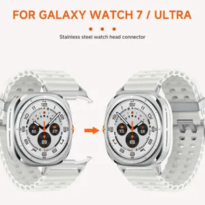 Edelstahl Uhrenanschluss und Silikonarmband passend fuer Galaxy Watch 7 Ultra Zubehoer.