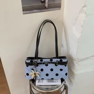 Sac à épaule tendance à pois pour femme, élégant sac fourre-tout d'été avec fermoir chic.