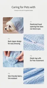 Pet quick drying bathrobe soft absorbent dog towel with hood back zipper pet supplies