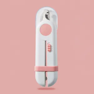 LED pet nail clipper for cats and dogs with bloodline illumination, safe claw trimmer tool.