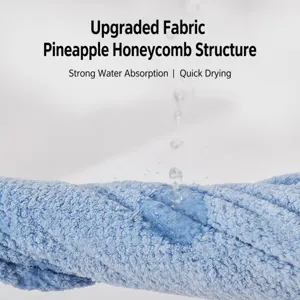 Quick-drying absorbent pet towel, pineapple honeycomb structure, thick and soft blue bath towel.