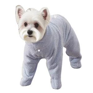 Comfortable blue dog pajamas jumpsuit for small medium dogs soft pet clothes apparel daily wear