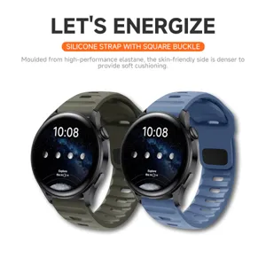 Universal Silicone Watch Strap For Smartwatch Replacement Band Solid Color Breathable Sport Wristband