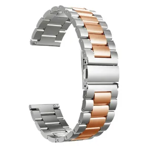 Stainless steel watch band replacement metal strap three beads silver rose gold for smart watch