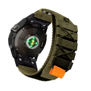 Military green nylon tactical watch band replacement strap for outdoor sports smartwatches