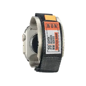 Tactische nylon geweven horlogeband detailweergave, duurzame 20 mm vervangende band voor smartwatch.