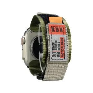 Tactische nylon horlogeband compatibel met Apple Watch, robuuste vervangende band 20mm.