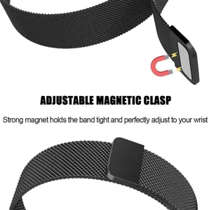 Stainless steel mesh watch band for Samsung Galaxy Watch with magnetic clasp.