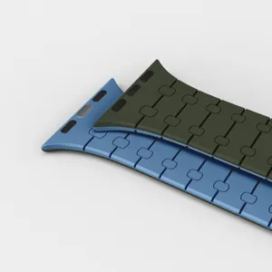 Détail de bracelet de montre magnétique en silicone, design bicolore, bracelet de rechange.