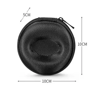 Portable black round watch storage box travel zipper protective case for smart mechanical watches