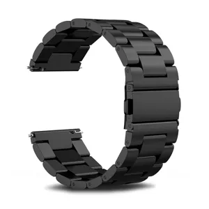Durable stainless steel watch band metal replacement strap for smart watch black finish links