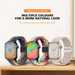 Woven Nylon Magnetic Loop Watch Band For Smart Watch Adjustable Replacement Strap Wristband For Smartwatch