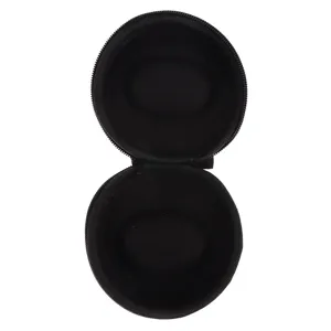 Portable black round zipper watch storage box, universal protective case for smart mechanical watches.