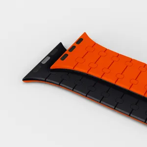 Bracelet de montre en silicone souple compatible Apple Watch Ultra, bicolore.