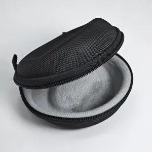 Portable black round zipper watch storage box protective case for smart mechanical watches