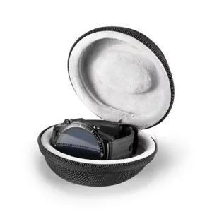 Portable hard shell watch storage box zipper case organizer for smartwatches and mechanical watches.