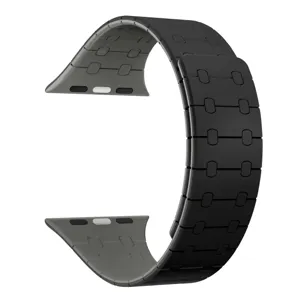 Bracelet de montre magnétique en silicone compatible smartwatch, design bicolore moderne.