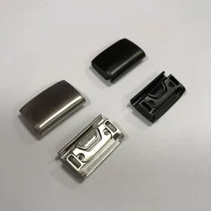 Detailed close-up view of quick release watch strap connector links for replacement parts.