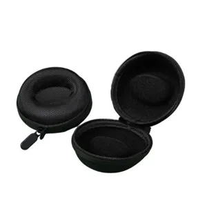 Portable black watch travel storage case with zipper and protective soft interior lining.