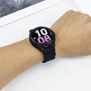 Black silicone strap and TPU armor case set detail view for smart watch accessory wrist.