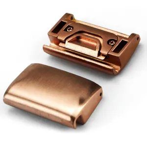 Metal watch strap quick release connector detail, rose gold finish, precision part.