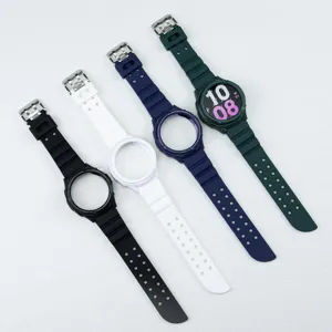 Silicone strap and TPU case armor set for Samsung smart watch, durable protective accessory.