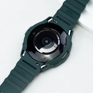 Compatible silicone strap and TPU protective case armor set for smartwatch, durable and stylish.