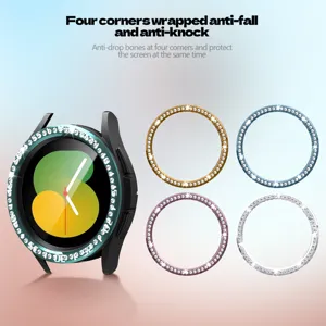 Strass PC Uhrenlünette Schutzhülle Kompatibel mit Samsung Watch 6 Classic Zubehör