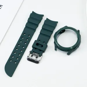 Dark green silicone watch strap and TPU protective case armor set for smart watch accessories