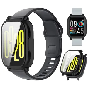 Gedetailleerd overzicht van de zwarte smartwatch beschermhoes voor Redmi Watch 5 Lite.