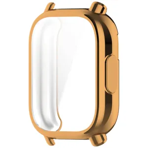 Gouden beschermhoes voor smartwatch met schermprotector duurzame bumper glanzende afwerking