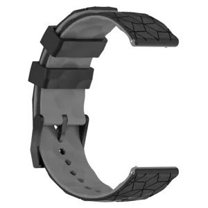 Siliconen horlogeband voor smartwatch, zwart en grijs, geometrisch patroon, snelsluiting.