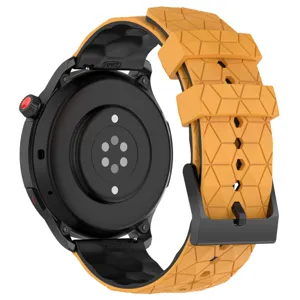 Gedetailleerd overzicht van siliconen vervangend horlogebandje met geometrisch patroon, 22mm.
