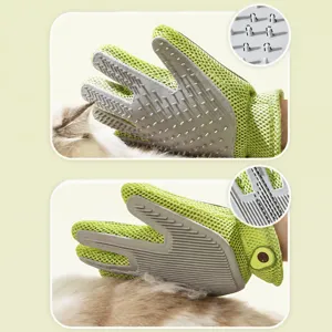 Pet Grooming Glove Silicone Cat Hair Removal Brush Dog Deshedding Massage Mitt Breathable Pet Cleaning Tool