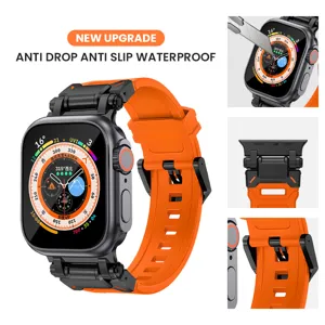 Details des Apple Watch Ultra TPU Armbands und PC Schutzgehäuses mit Panzerschutz.