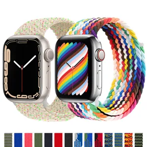 Nylon braided watch band replacement for smart watch, colorful woven strap accessory comfortable.