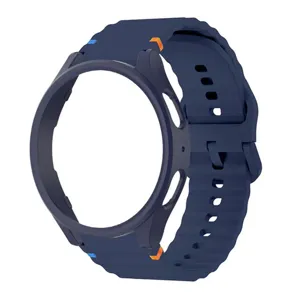 Bracelet de montre en silicone avec boîtier PC creux pour Samsung Galaxy, vagues et coutures.