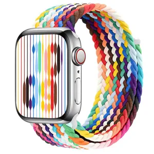 Colorful braided nylon solo loop strap for smart watch, comfortable and stretchy replacement band