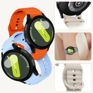 Bracelet en silicone à coutures ondulées et boîtier creux en PC pour montre connectée.