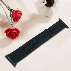 Black nylon braided adjustable solo loop strap compatible with apple watch ultra se series