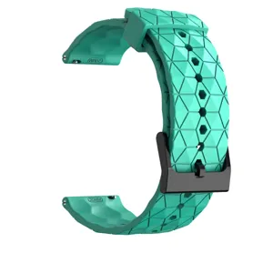 Vervangend siliconen horlogebandje met geometrisch patroon en zwarte gesp 20mm.