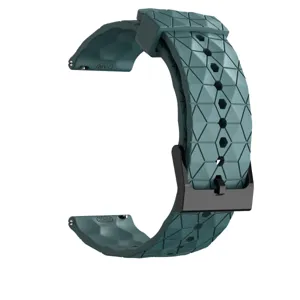 Groene siliconen horlogeband 20mm met geometrische textuur en zwarte vervangingsgesp