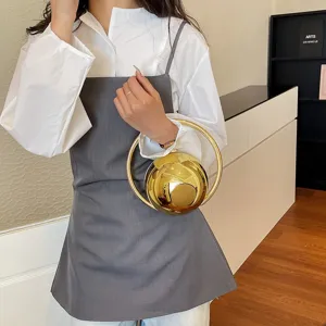 Cross-border chic metal sphere handbag unique design evening bag stylish fashion clutch purse