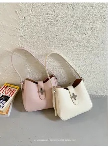 Elegante minimalistische PU Leder Schultertasche Retro Pendler Handtasche für Damen